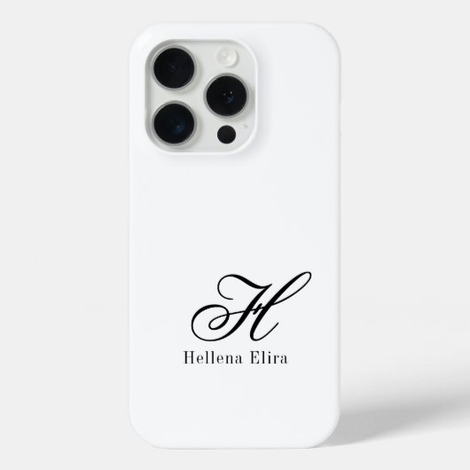 Coques Case-Mate iPhone Monogramme de nom noir et blanc moderne (Verso)
