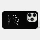 Coques Case-Mate iPhone Monogramme de nom noir et blanc moderne (Verso (horizontal))