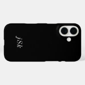Coques Case-Mate iPhone Monogramme de nom noir et blanc moderne (Verso (horizontal))