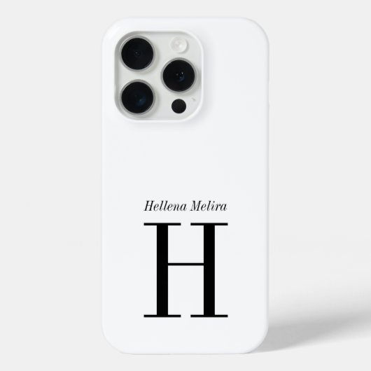 Coques Case-Mate iPhone Monogramme de nom noir et blanc moderne (Verso)