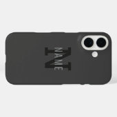Coques Case-Mate iPhone Monogramme de nom (ou autre texte) gris foncé mode (Verso (horizontal))