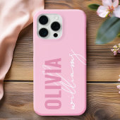 Coques Case-Mate iPhone Monogramme de nom rose moderne