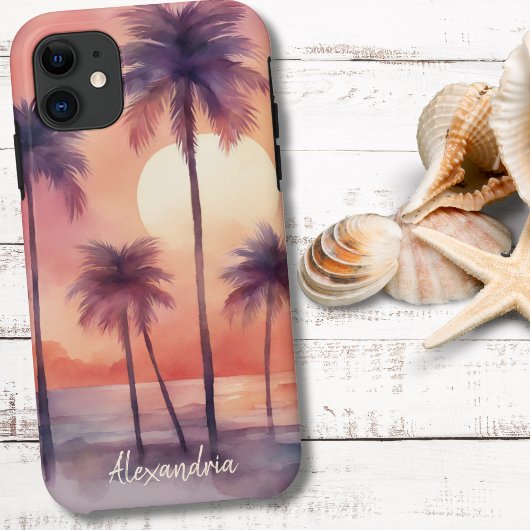 Coques Case-Mate iPhone Monogramme de palmes tropicaux