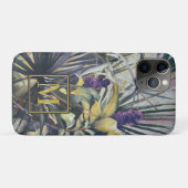 Coques Case-Mate iPhone Monogramme de palmiers et d'hyacinthes violets (Dos (Horizontal))