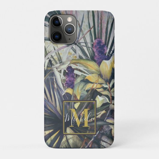 Coques Case-Mate iPhone Monogramme de palmiers et d'hyacinthes violets (Dos)