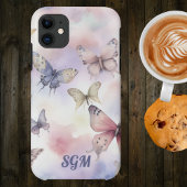 Coques Case-Mate iPhone Monogramme de papillons d'aquarelle