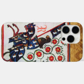 COQUES Case-Mate iPhone MONOGRAMME DE PARCHEMENT MÉDIÉVÉNILE DU CHEVAL BLE (Verso (horizontal))