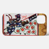 COQUES Case-Mate iPhone MONOGRAMME DE PARCHEMENT MÉDIÉVÉNILE DU CHEVAL BLE (Verso (horizontal))