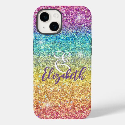 Coques Case-Mate iPhone Monogramme de Parties scintillant arc-en-ciel Whim (Verso)