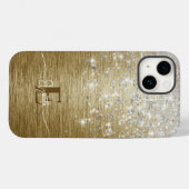 Coques Case-Mate iPhone Monogramme de Parties scintillant d'argent brossé  (Verso (horizontal))