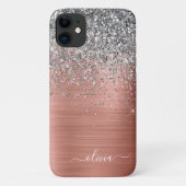 Coques Case-Mate iPhone Monogramme de Parties scintillant d'argent en méta (Dos)