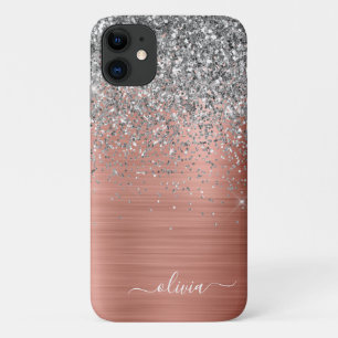Case-Mate iPhone Case Monogramme de Parties scintillant d'argent en méta