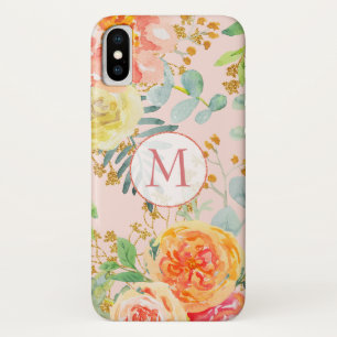 Case-Mate iPhone Case Monogramme de Parties scintillant d'Eucalyptus ros