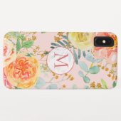 Coques Case-Mate iPhone Monogramme de Parties scintillant d'Eucalyptus ros (Dos (Horizontal))
