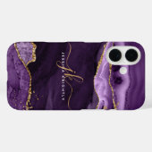 Coques Case-Mate iPhone Monogramme de Parties scintillant d'or de l'Agate  (Verso (horizontal))