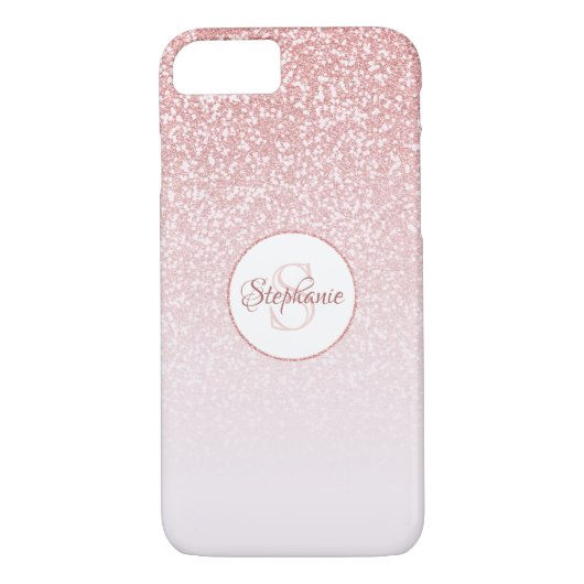 Coques Case-Mate iPhone Monogramme de Parties scintillant d'or Rose (Dos)