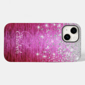 Coques Case-Mate iPhone Monogramme de Parties scintillant en argent brossé (Verso (horizontal))
