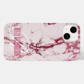 Coques Case-Mate iPhone Monogramme de Parties scintillant en marbre rose p (Verso (horizontal))