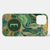 Coques Case-Mate iPhone Monogramme de Parties scintillant en marbre vert o (Verso (horizontal))