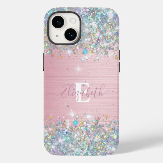 Coques Case-Mate iPhone Monogramme de Parties scintillant moderne Blush Ho (Verso)