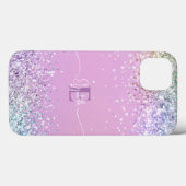 Coques Case-Mate iPhone Monogramme de Parties scintillant moderne violet (Verso (horizontal))