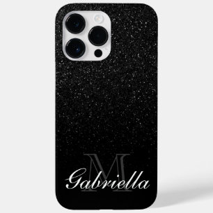Coque Pour Pour iPhone 14 Pro Max Monogramme de Parties scintillant noire