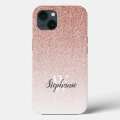 Coques Case-Mate iPhone Monogramme de Parties scintillant or Rose moderne (Verso)