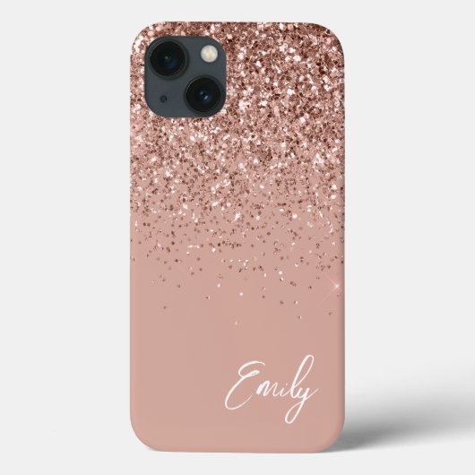 Coques Case-Mate iPhone Monogramme de Parties scintillant or rose rose ros (Verso)