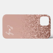Coques Case-Mate iPhone Monogramme de Parties scintillant or rose rose ros (Verso (horizontal))