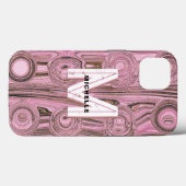 Coques Case-Mate iPhone Monogramme de Parties scintillant or Super rose pâ (Verso (horizontal))