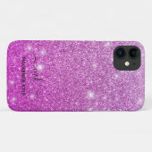 Coques Case-Mate iPhone Monogramme de Parties scintillant rose Fille migno (Dos (Horizontal))