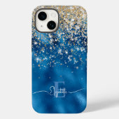 Coques Case-Mate iPhone Monogramme de Parties scintillant Royal Blue Foil  (Verso)