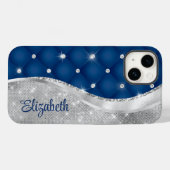 Coques Case-Mate iPhone Monogramme de Parties scintillant royale bleu et a (Verso (horizontal))