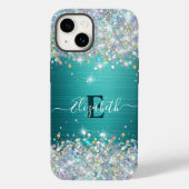 Coques Case-Mate iPhone Monogramme de Parties scintillant Turquoise modern (Verso)
