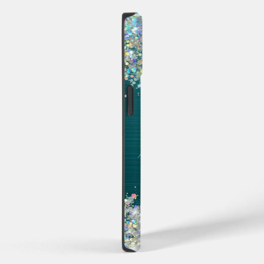 Coques Case-Mate iPhone Monogramme de Parties scintillant Turquoise modern (Verso / Droite)