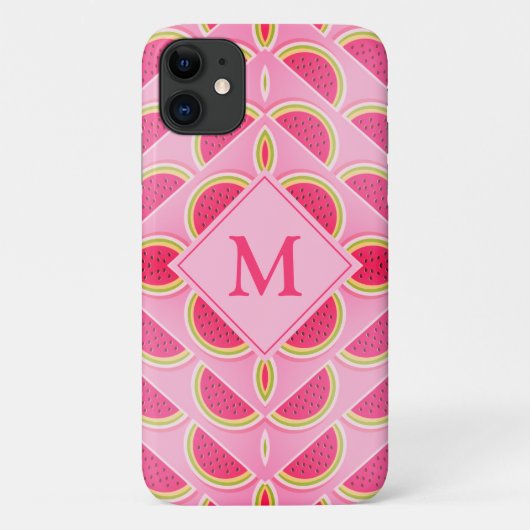 Coques Case-Mate iPhone Monogramme de pastèque rose (Dos)
