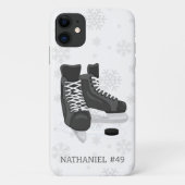 Coques Case-Mate iPhone Monogramme de patinage de hockey (Dos)