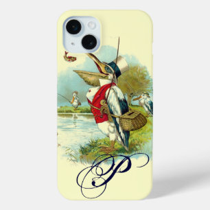 Coque iPhone 15 Mini MONOGRAMME DE PÊCHE, crème