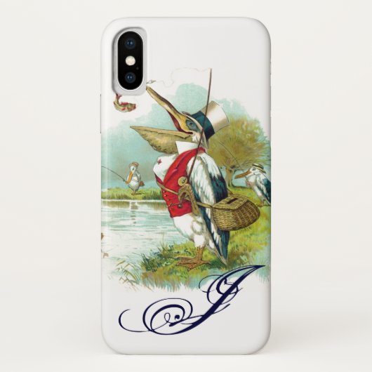Coques Case-Mate iPhone MONOGRAMME DE PÊCHE M. PELICAN, blanc (Dos)