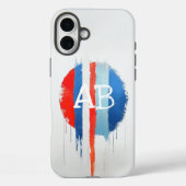 Coques Case-Mate iPhone Monogramme de peinture à séchage rouge, blanc et b (Verso)