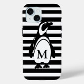 Coques Case-Mate iPhone Monogramme de pingouin noir et blanc et rayures (Verso)