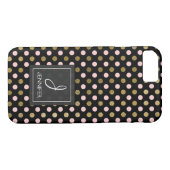 Coques Case-Mate iPhone Monogramme de point de Polka Pink, Black et Gold (Dos (Horizontal))