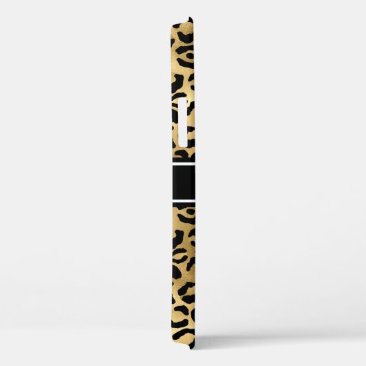 Coques Case-Mate iPhone Monogramme de points de léopard noir or (Verso / Droite)