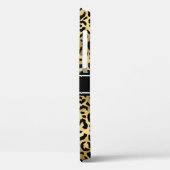 Coques Case-Mate iPhone Monogramme de points de léopard noir or (Verso / Gauche)