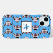 Coques Case-Mate iPhone Monogramme de poisson bleu (Verso (horizontal))