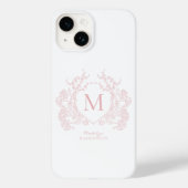 Coques Case-Mate iPhone Monogramme de poitrine florale rose pâle classique (Verso)