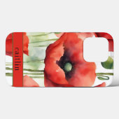 Coques Case-Mate iPhone Monogramme de Poppies d'aquarelle moderne (Verso (horizontal))