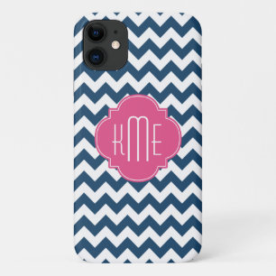 Case-Mate iPhone Case Monogramme de Quatrefoil bleu blanc rose
