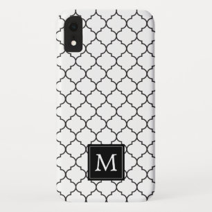 Case-Mate iPhone Case Monogramme de Quatrefoil Marocain Noir & Blanc Sim