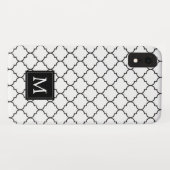 Coques Case-Mate iPhone Monogramme de Quatrefoil Marocain Noir & Blanc Sim (Dos (Horizontal))